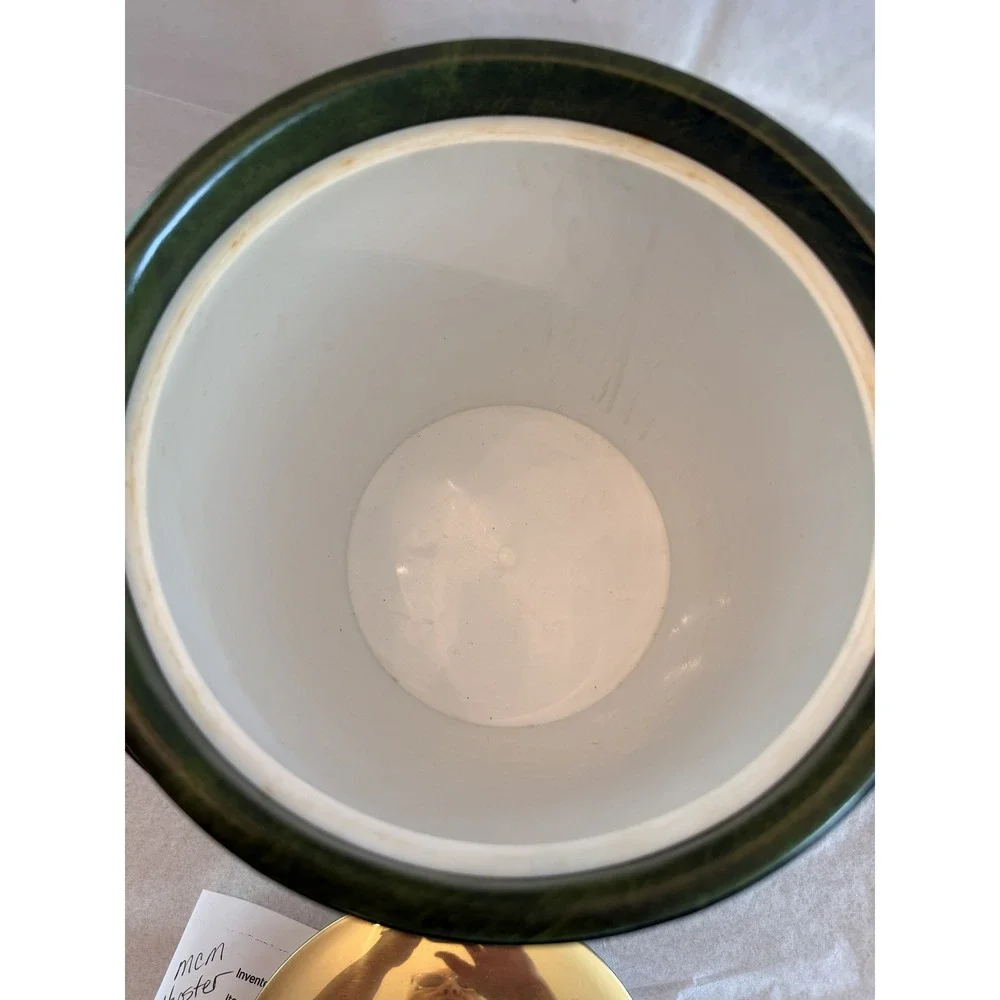 Vintage MCM Olive Green Leather Like Ice Bucket